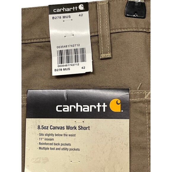 NEW Carhartt 8.5oz Canvas Work Shorts Cargo Casual Men’s Size 42 - Picture 3 of 5